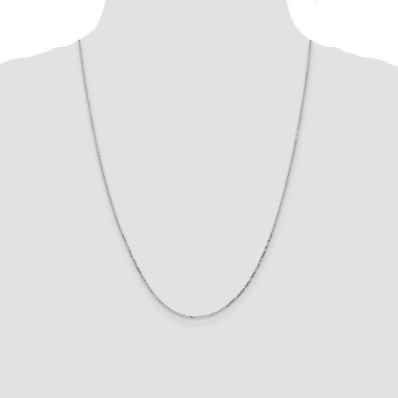 14K White Gold 26 inch 1.4mm Diamond-cut Round Open Link Cable with Lobster Clasp Chain