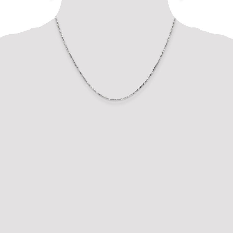 14K White Gold 26 inch 1.4mm Diamond-cut Round Open Link Cable with Lobster Clasp Chain