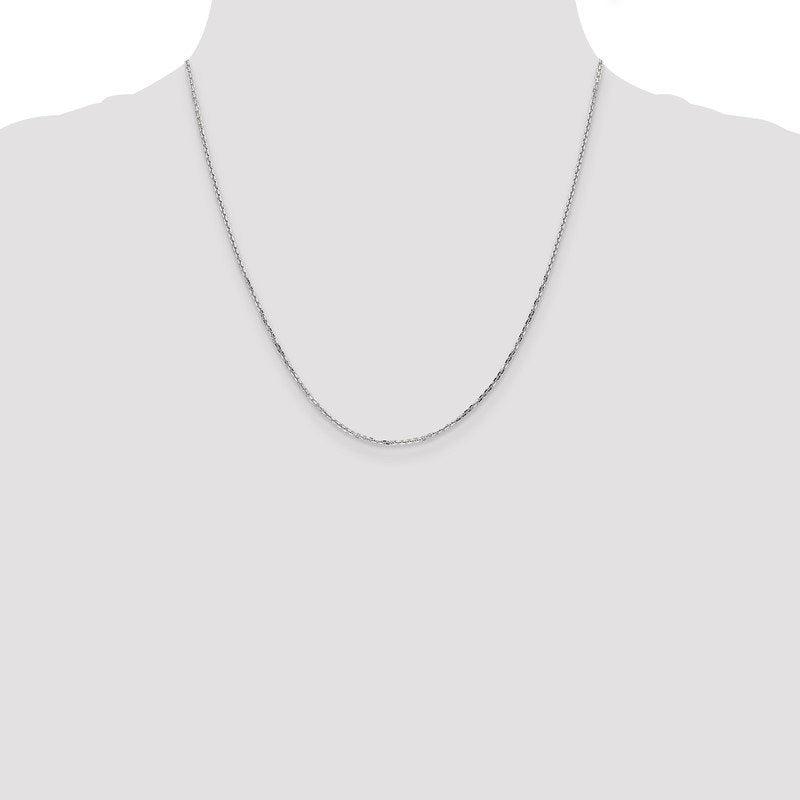 14K White Gold 26 inch 1.4mm Diamond-cut Round Open Link Cable with Lobster Clasp Chain
