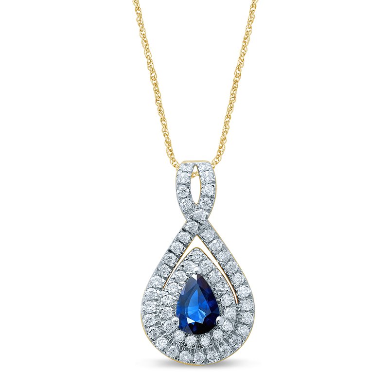 14K Diamond  Sapphire  Pendant