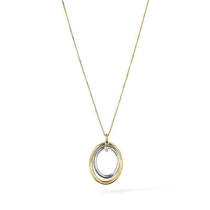 10K Two-tone Polished Oval Necklace
