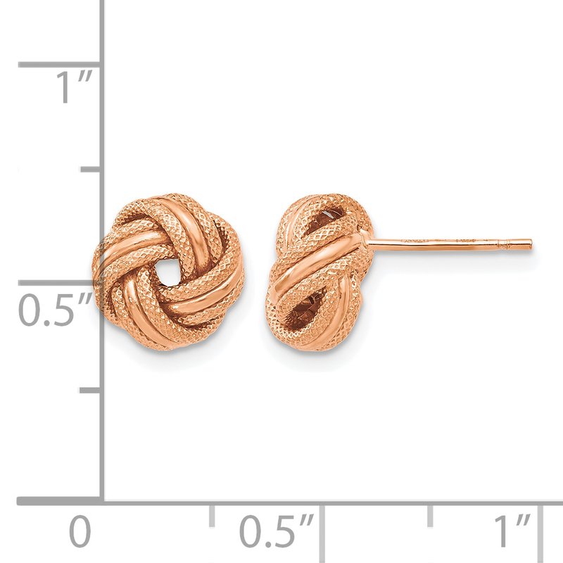 14K with Rose Gold Plating Knot Polished D/C Post Earrings