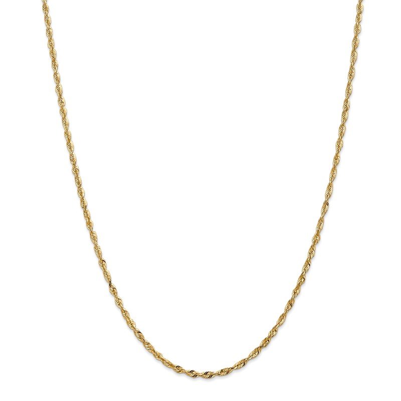 14K 10 inch 2.5mm Ultra Diamond-cut Rope with Lobster Clasp Anklet