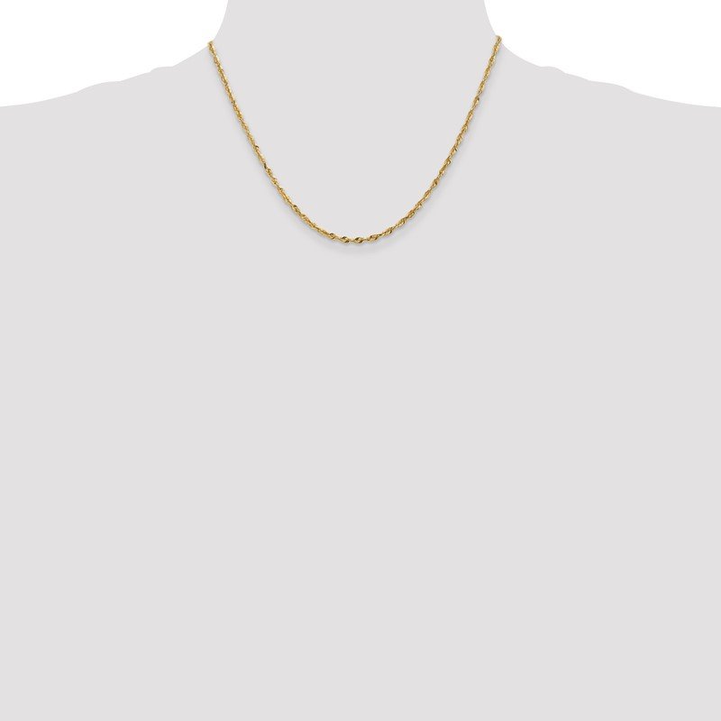 14K 10 inch 2.5mm Ultra Diamond-cut Rope with Lobster Clasp Anklet