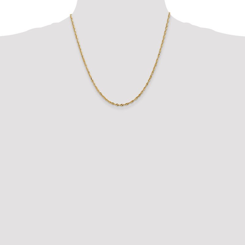 14K 10 inch 2.5mm Ultra Diamond-cut Rope with Lobster Clasp Anklet