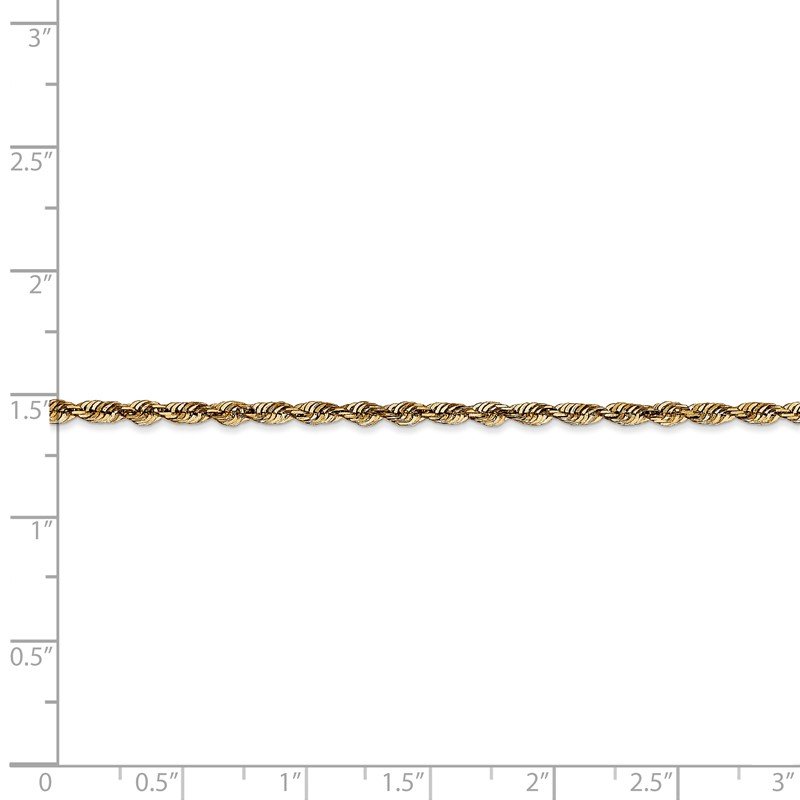 14K 10 inch 2.5mm Ultra Diamond-cut Rope with Lobster Clasp Anklet