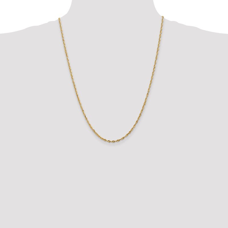 14K 10 inch 2.5mm Ultra Diamond-cut Rope with Lobster Clasp Anklet