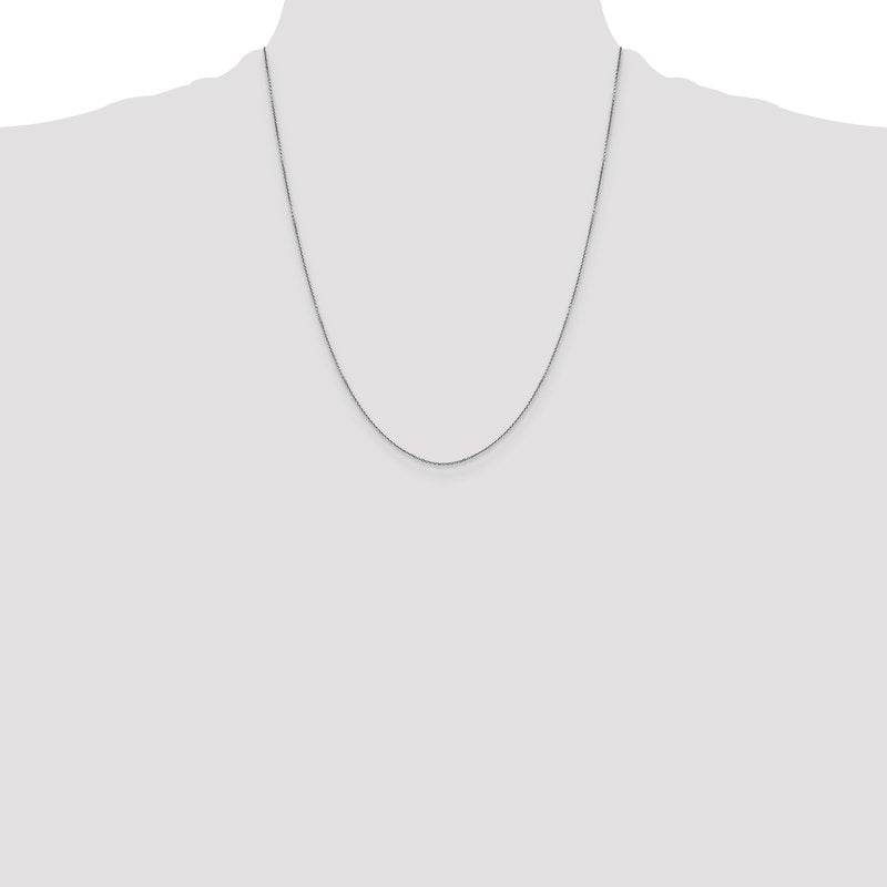 14K White Gold 26 inch .9mm Diamond-cut Round Open Link Cable with Lobster Clasp Chain