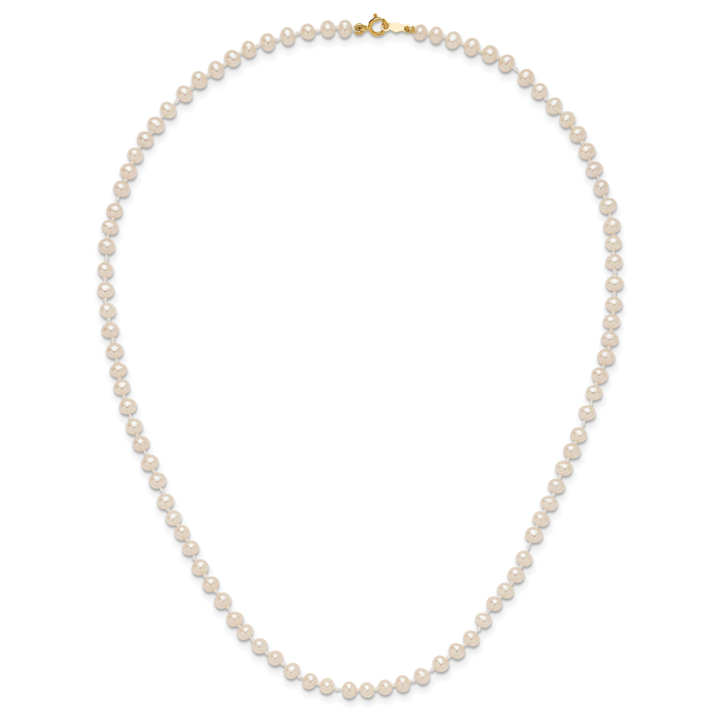 14k Children's 3-4mm White Semi-Round Freshwater Cultured Pearl 12 inch Necklace