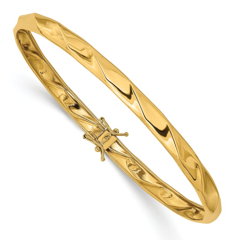 14k Polished Twisted 5.00mm Flexible Round Bangle Bracelet