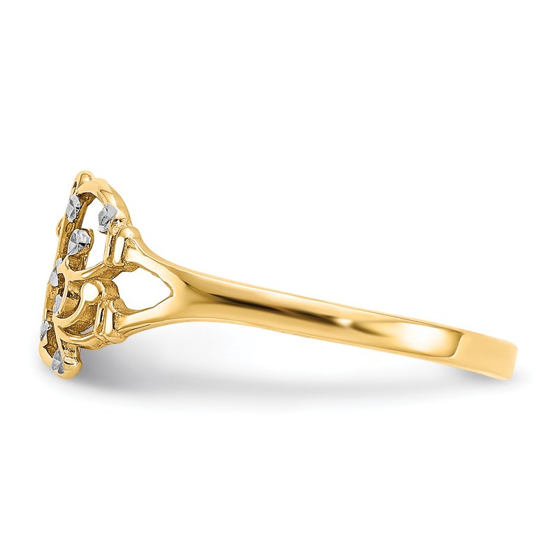 14k w/ Rhodium Diamond-cut Butterfly Ring