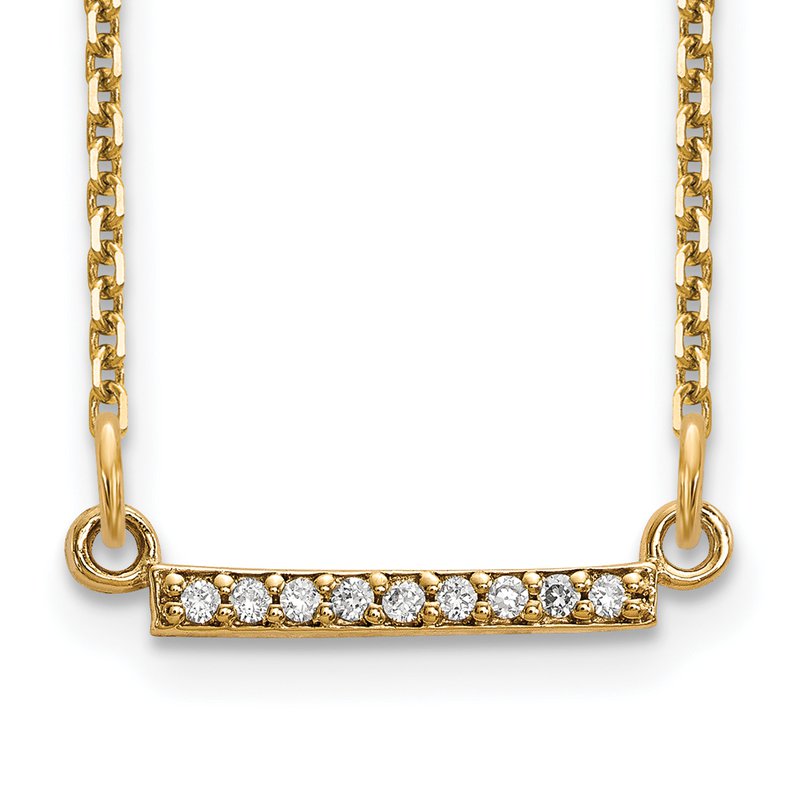 14k Polished 1/20 carat VS Diamond Tiny Bar 18 inch Necklace