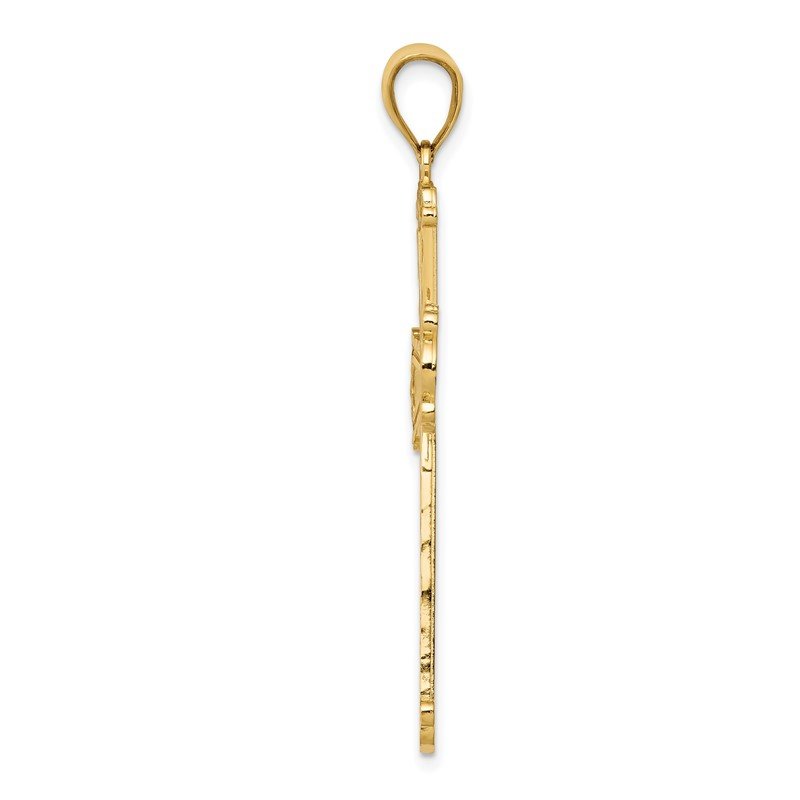 14K Diamond-cut Cross Pendant
