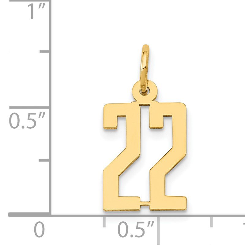 14k Small Elongated Number 22 Charm