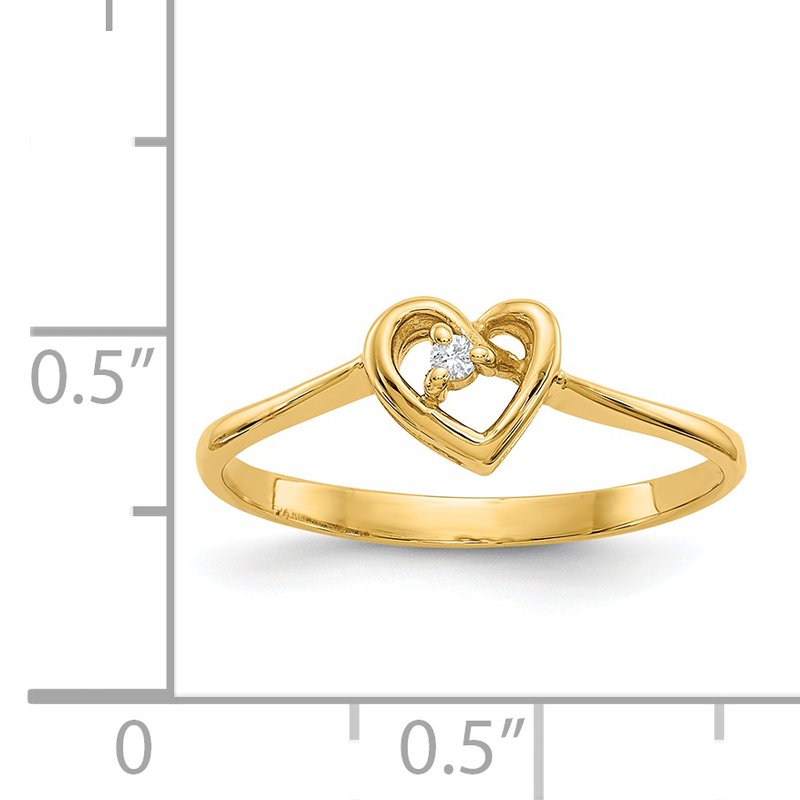 14k A Diamond heart ring