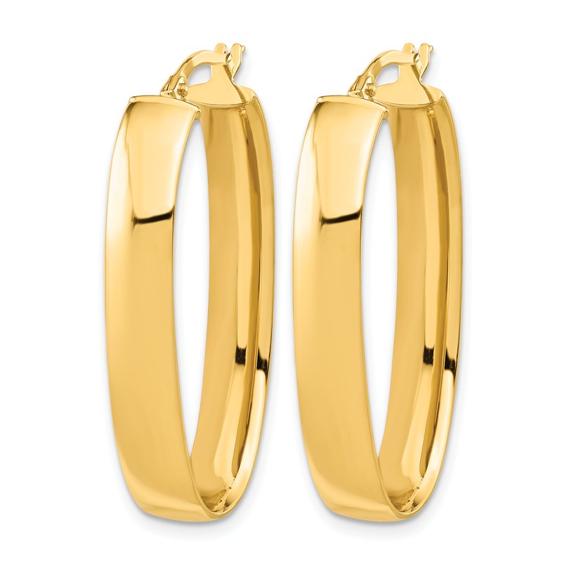 14K Polished Oval Hoop Earrings