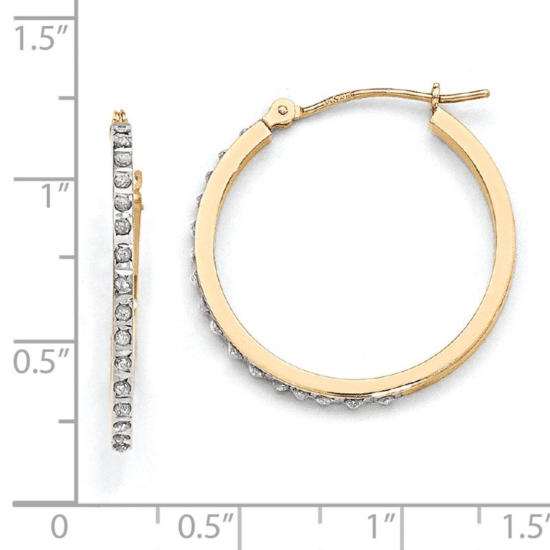 14k Diamond Fascination Round Hinged Hoop Earrings