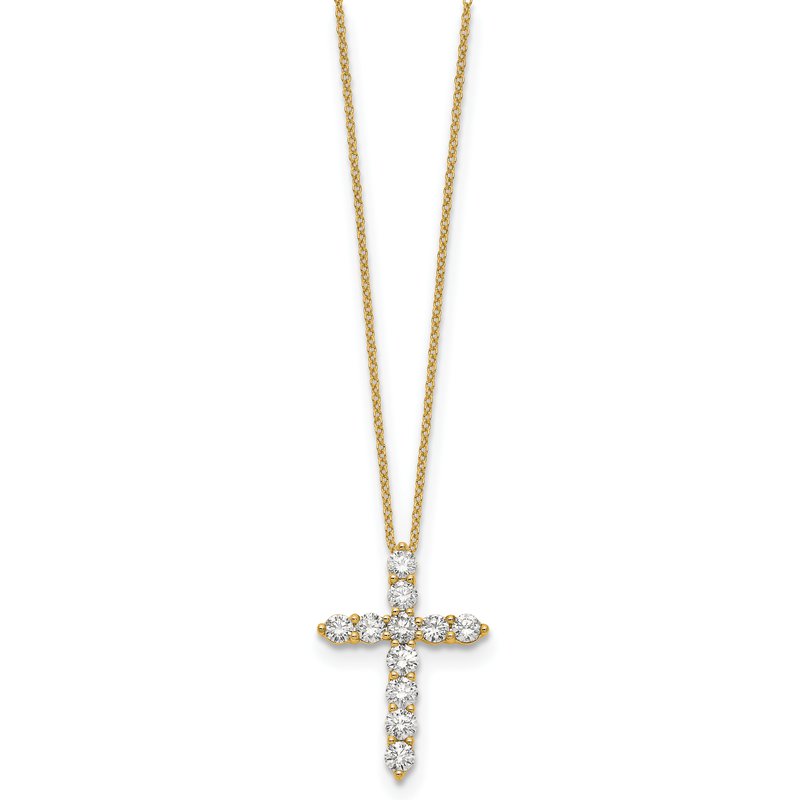 14k White Gold 1/4 carat Diamond Cross Pendant 18 inch Necklace
