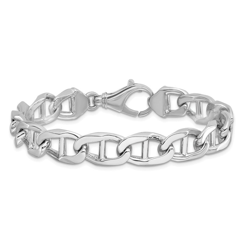 14K White Gold 20 inch 10.3mm Hand Polished Fancy Anchor Link with Fancy Lobster Clasp Chain