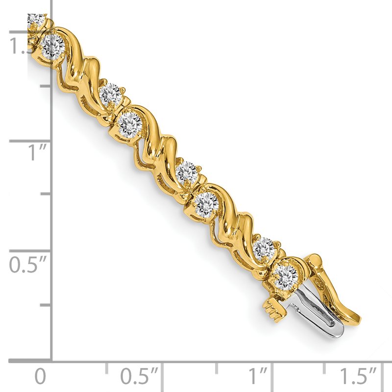 14k Complete 1.45 carat Round AA Diamond Fancy Swirl 7 inch Tennis Bracelet