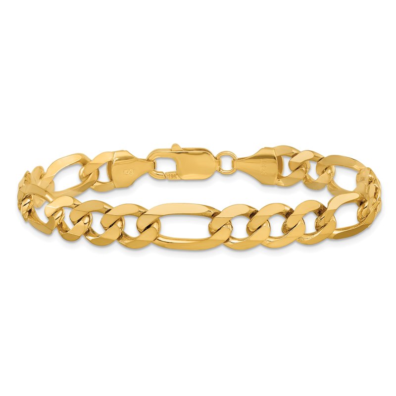 14K 26 inch 8.75mm Flat Figaro with Lobster Clasp Chain