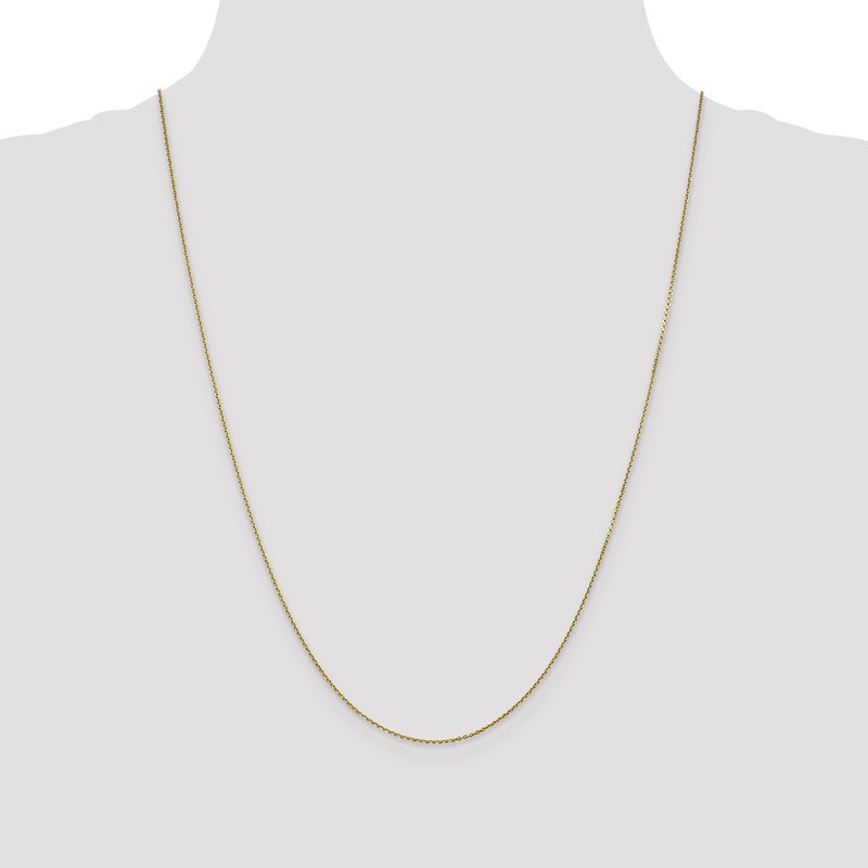 14K 26 inch .9mm Diamond-cut Round Open Link Cable with Lobster Clasp Chain