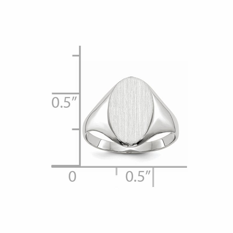 14k White Gold 9.0x14.0mm Closed Back Signet Ring