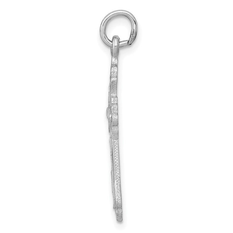 14k White Gold Fleur de Lis Cross Charm