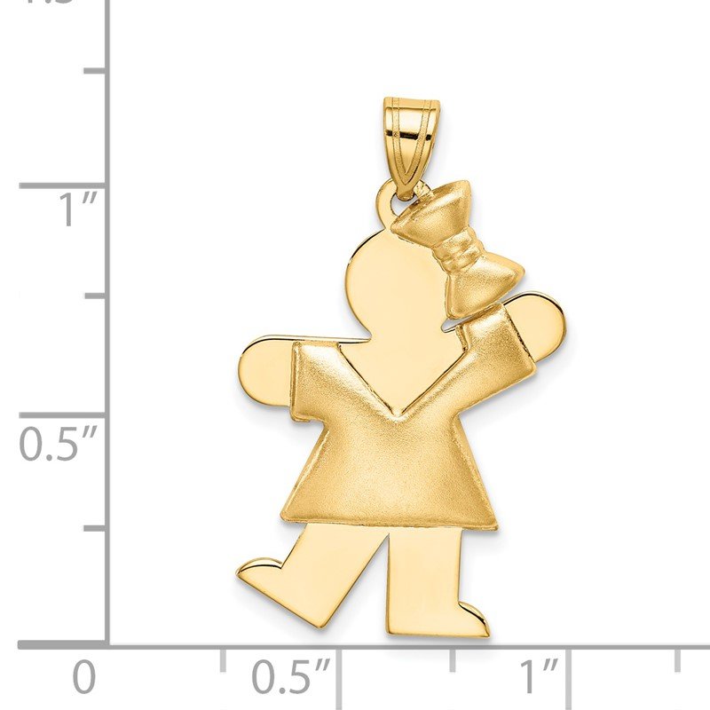 14k The Kids Puffed Girl with Bow on Right Engravable Kiss Charm