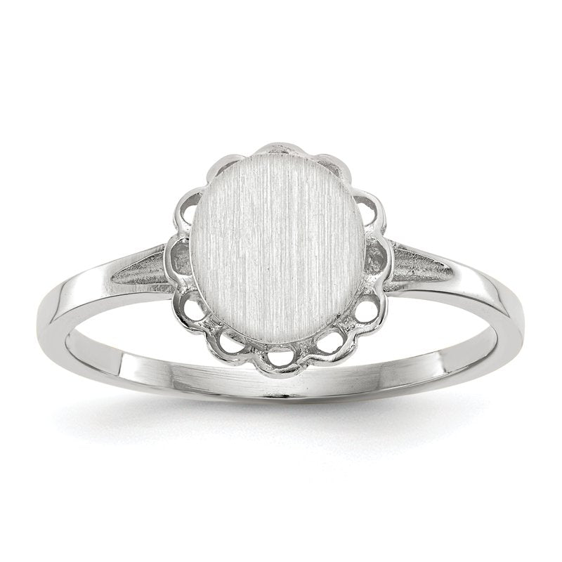 14k White Gold 6.5x7.0mm Open Back Signet Ring
