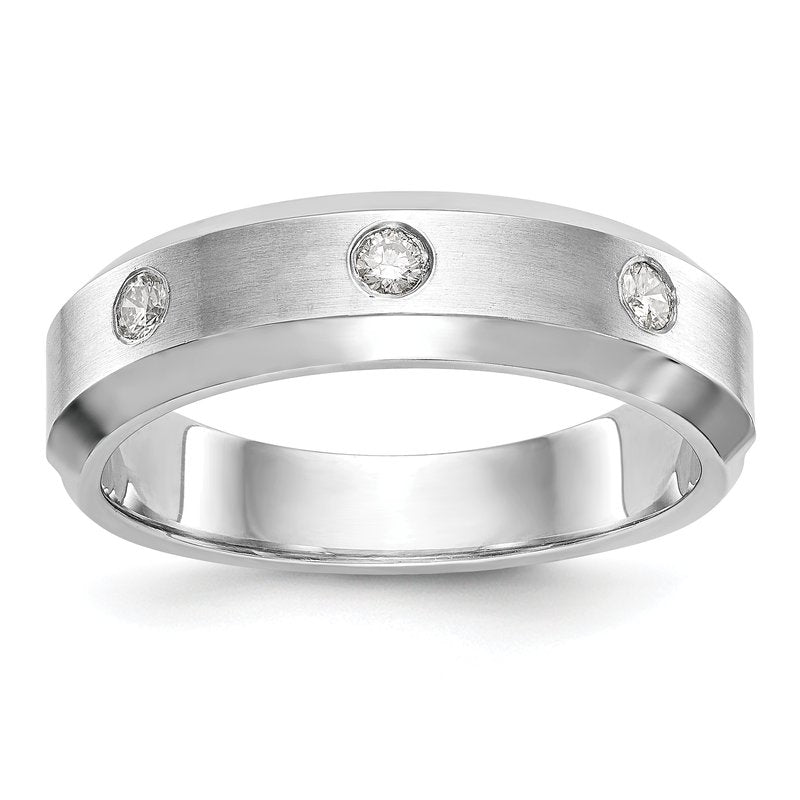 14K White Gold Men's 1/6 carat Lab Grown Diamond VS+ F+ Complete Band