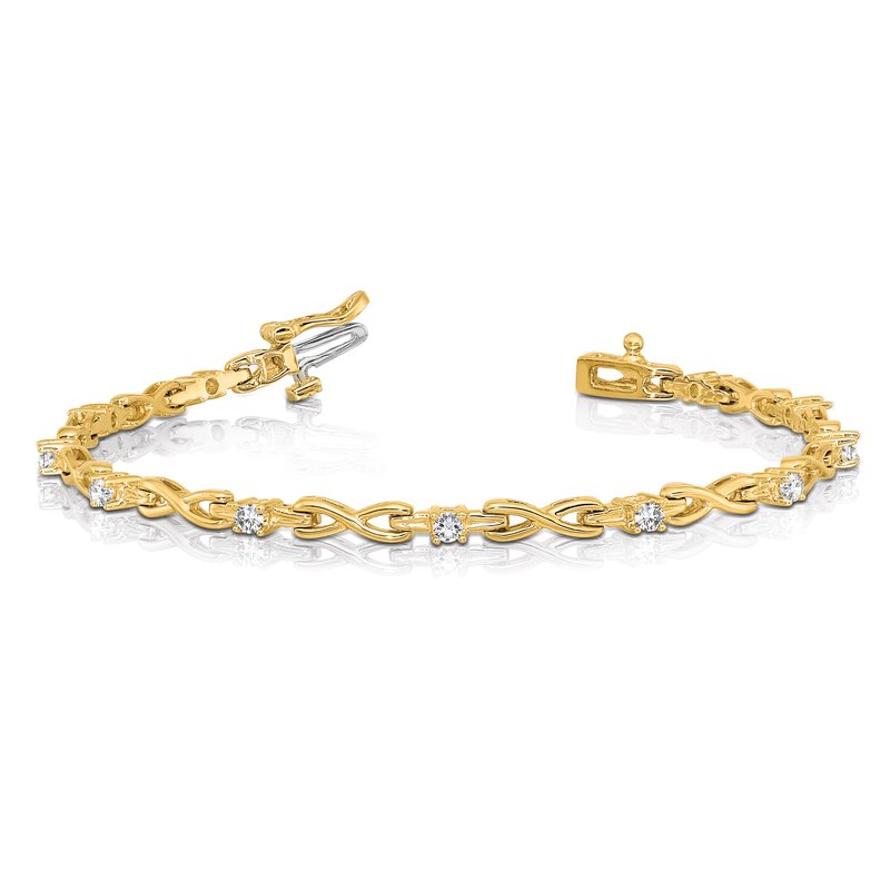 14k Complete 1/2 carat Round VS Diamond 4-prong X-design 7 inch Tennis Bracelet
