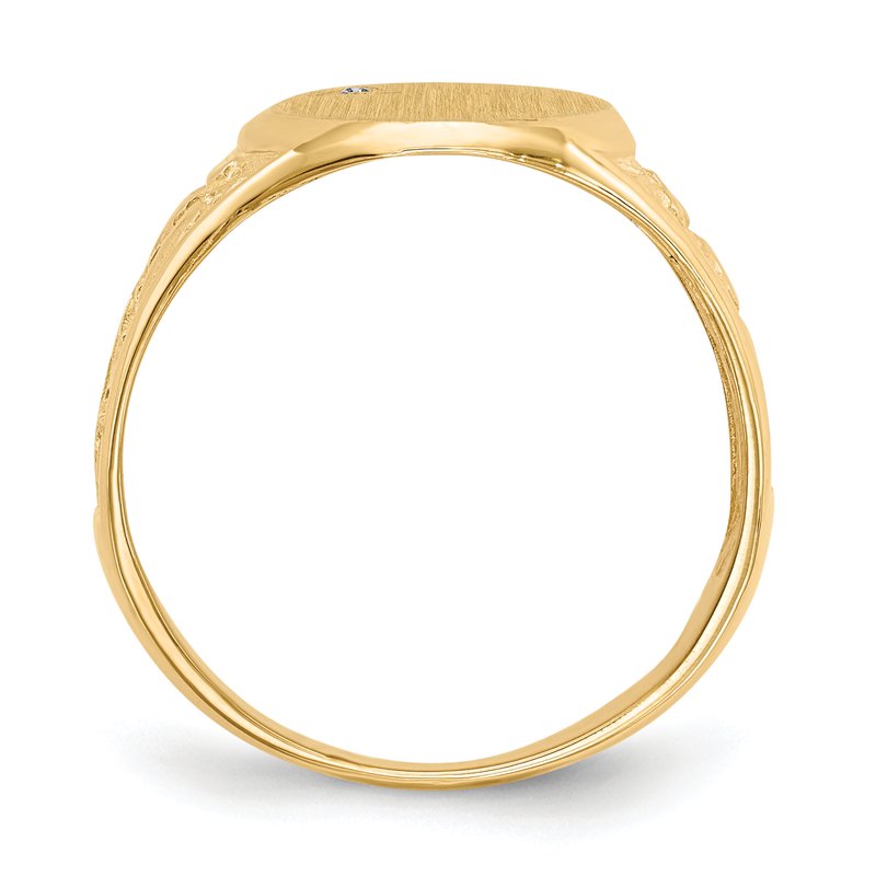 14k 11.0x15.0mm Open Back AA Diamond Mens Signet Ring