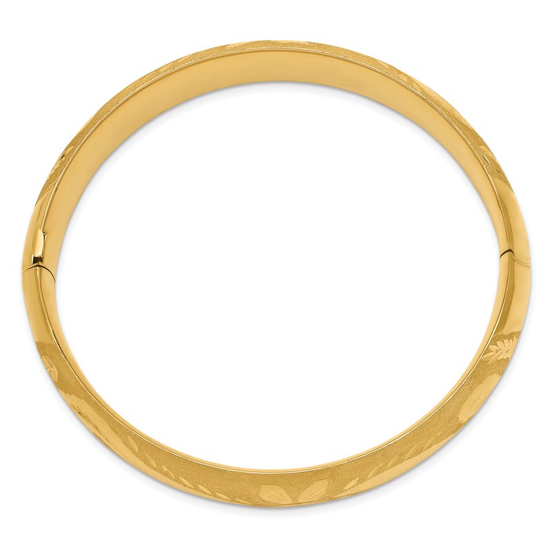 14k 9/16 Oversize Florentine Engraved 14.50mm Hinged Round Bangle Bracelet