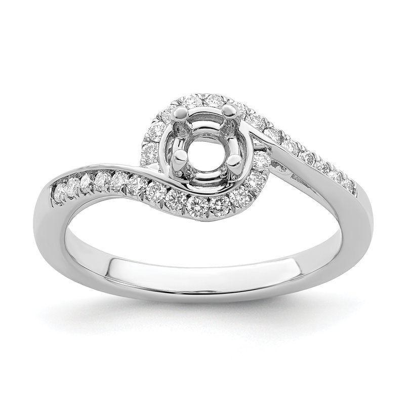 14K White Gold 1/4 carat Lab Grown Diamond VS/SI  D E F  Semi Mount Round By-Pass Engagement Ring