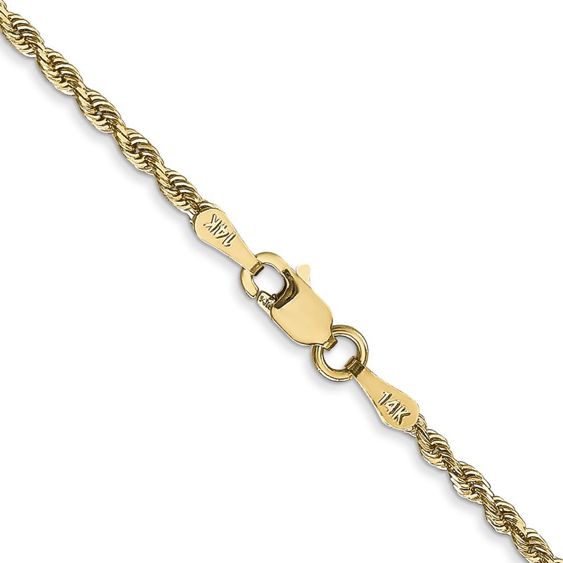 14K 10 Inch 2mm Diamond-cut Quadruple Rope Lobster Clasp Anklet
