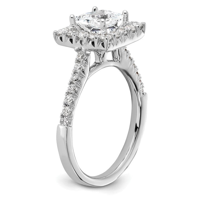 14K White Gold 1/3 carat Lab Grown Diamond VS+ F+ Semi-Mount Princess Halo Engagement Ring