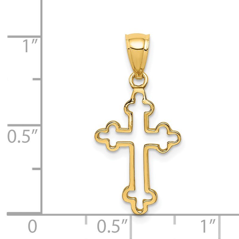 14K Polished Budded Cross Pendant
