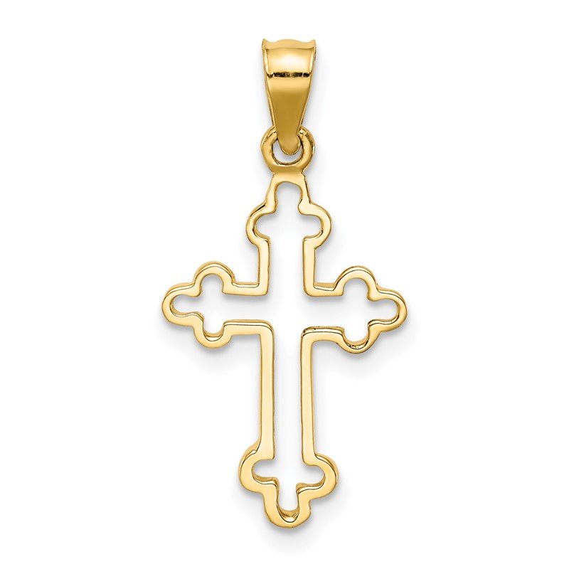 14K Polished Budded Cross Pendant