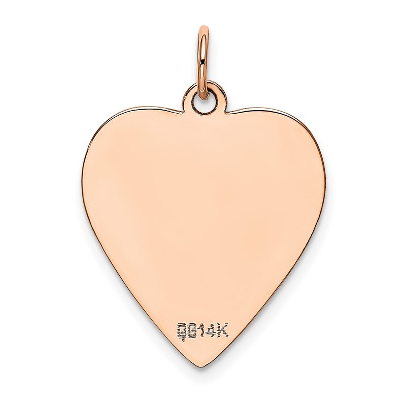 14K Rose Gold Polished Engravable 19mm Heart Disc Pendant