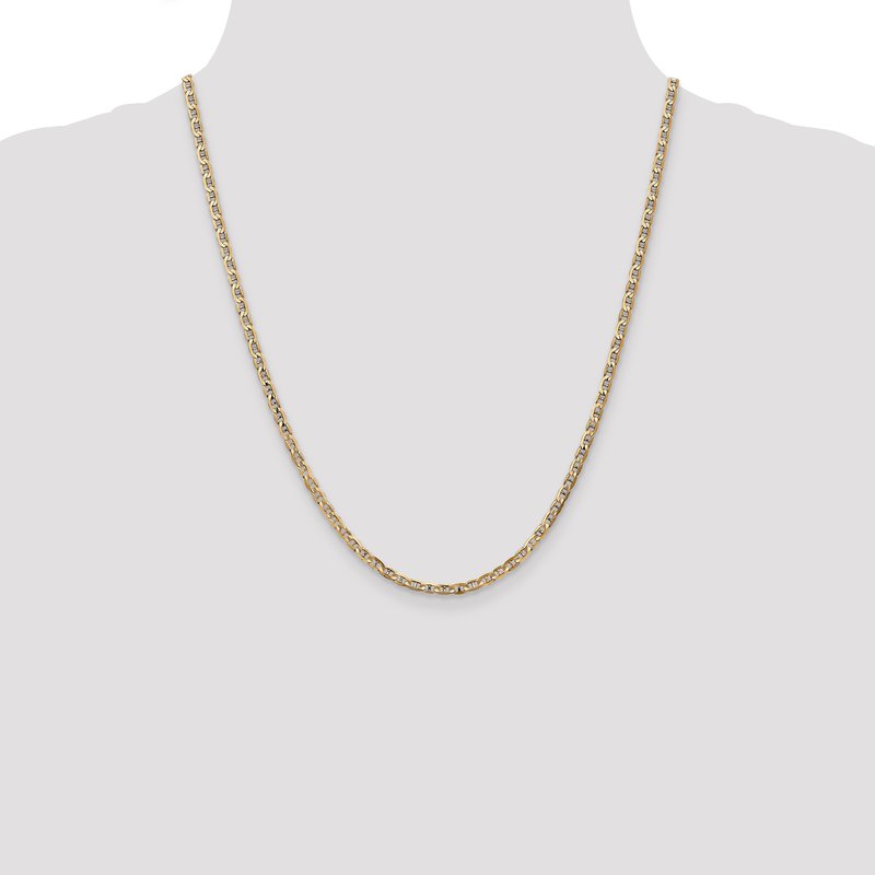 14K 10 inch 3mm Concave Anchor with Lobster Clasp Chain