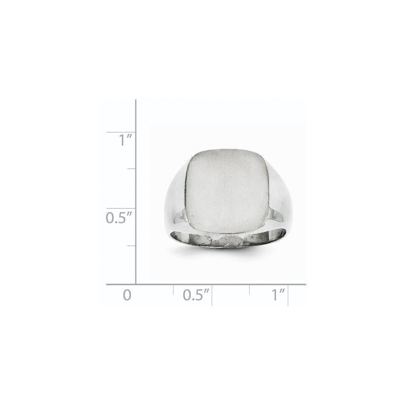 14k White Gold 13.5x14.5mm Closed Back Men's Signet Ring