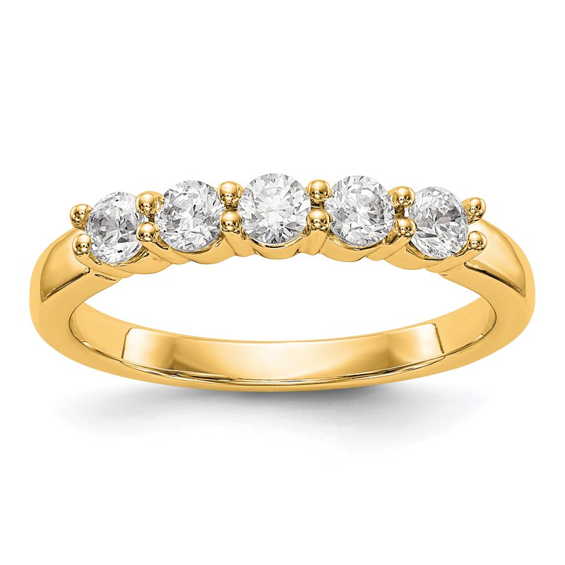 14K White Gold 1/3 carat Lab Grown Diamond VS+ F+ Complete Round Five Stone Ring