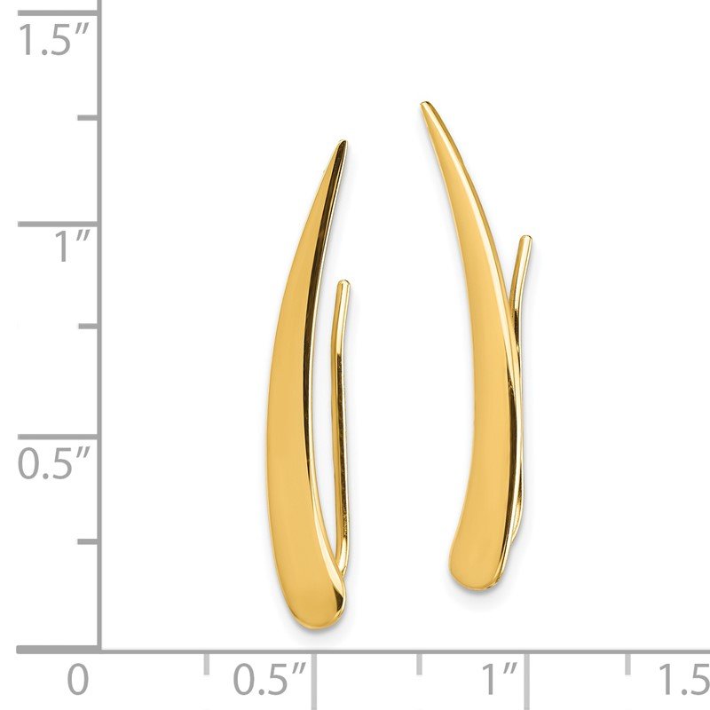 14k Gold Polished Pointed Ear Climber Earrings