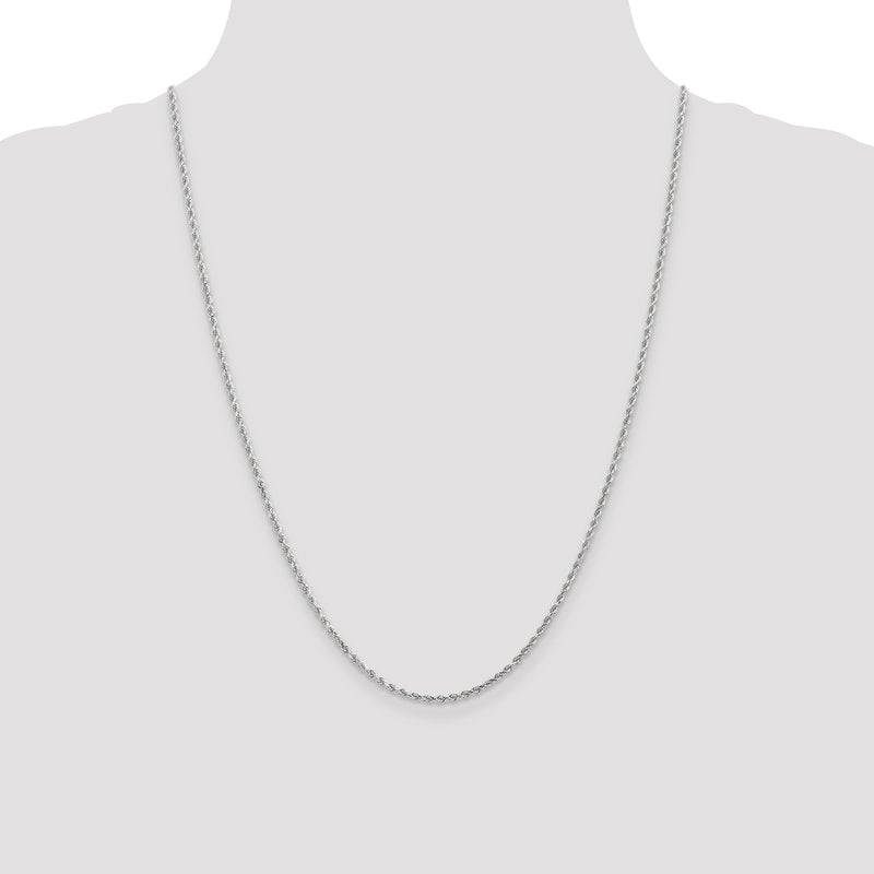 14K White Gold 2mm Diamond-Cut Rope Chain Anklet
