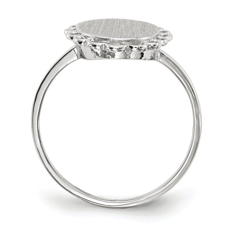 14k White Gold 8.5x9.0mm Open Back Signet Ring