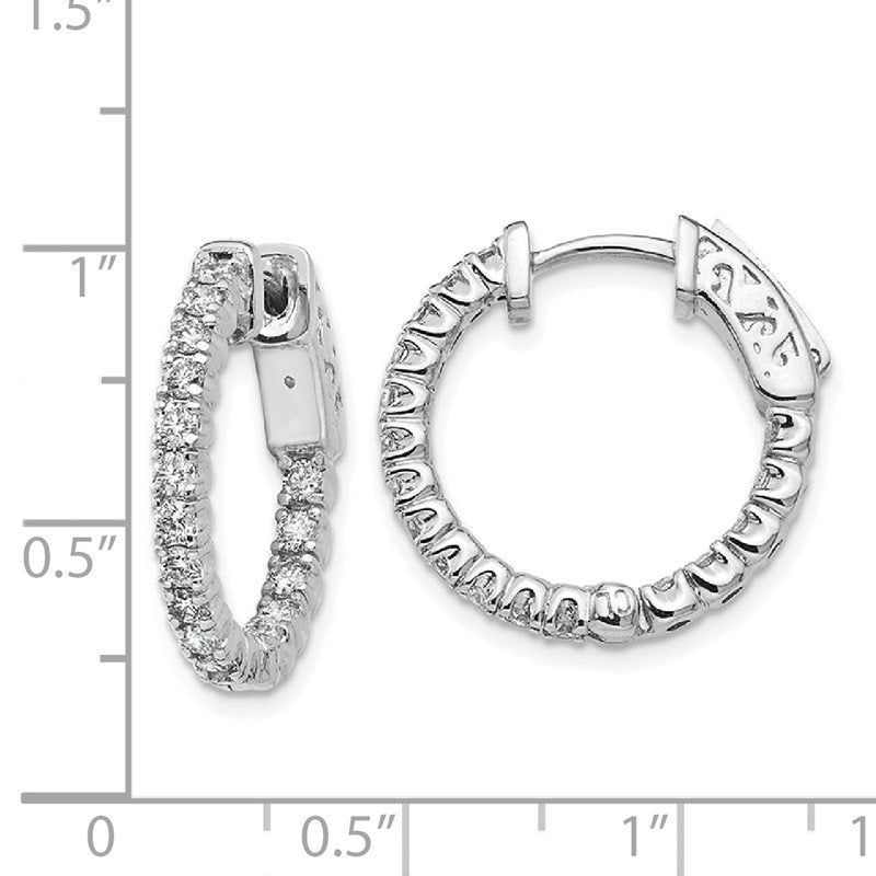 14K White Gold 1 carat Lab Grown Diamond VS+ F+ Complet In and Out Hoop Earrings