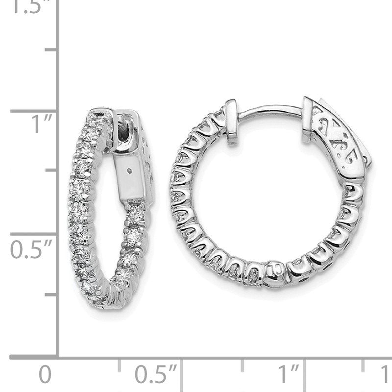 14K White Gold 1 carat Lab Grown Diamond VS+ F+ Complet In and Out Hoop Earrings