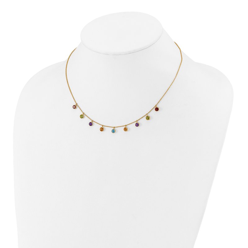 14K Amethyst/Citrine/Garnet/Peridot/Blue Topaz 16 inch Necklace Plus 2 inch Extender