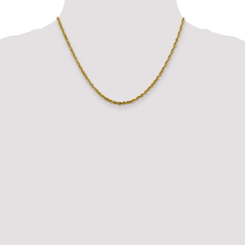 10K 3mm Diamond-Cut Lightweight Rope Chain